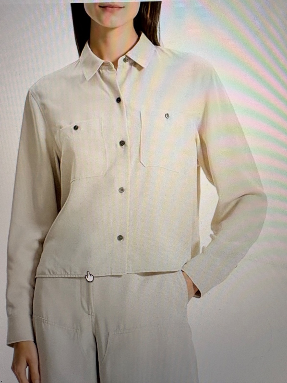 NWT Theory Long Sleeve Body New Sand Lyocell Shirt